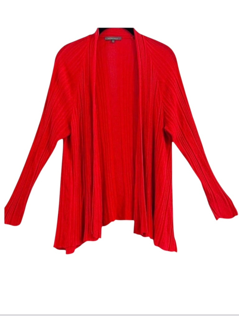 Retro-Ology Orange Plisse Draped Open Front Pleated Cardigan Size L